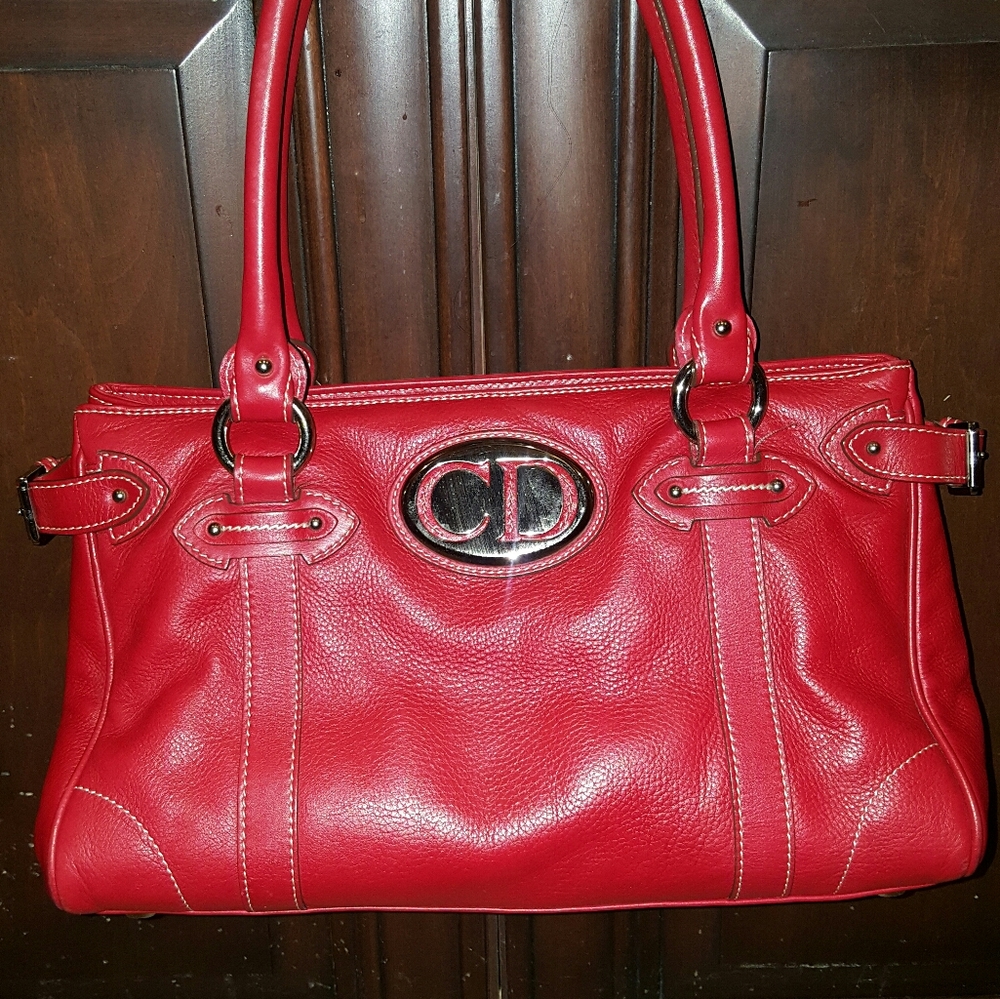 Auth Christian Dior Leather satchel purse